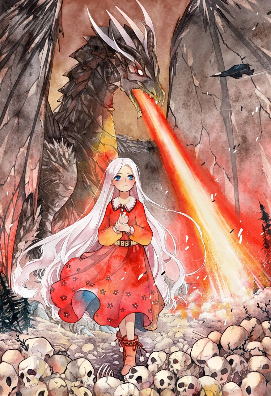 画师martakaiser动漫角色绘画作品欣赏,描绘了童话世界中的少女与龙的