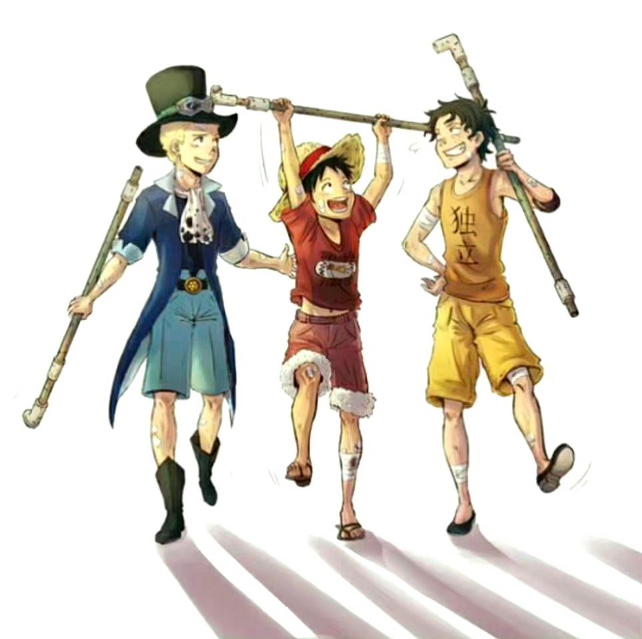 海贼王# 艾斯,萨博,路飞三兄弟