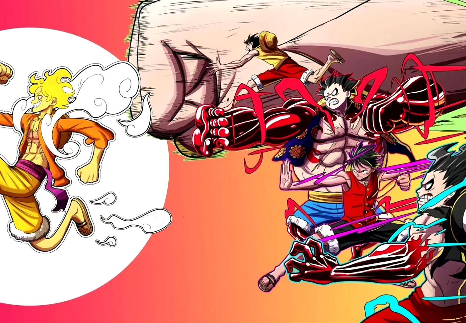 海贼王# 路飞的一档,二档,三档,四档和五档.