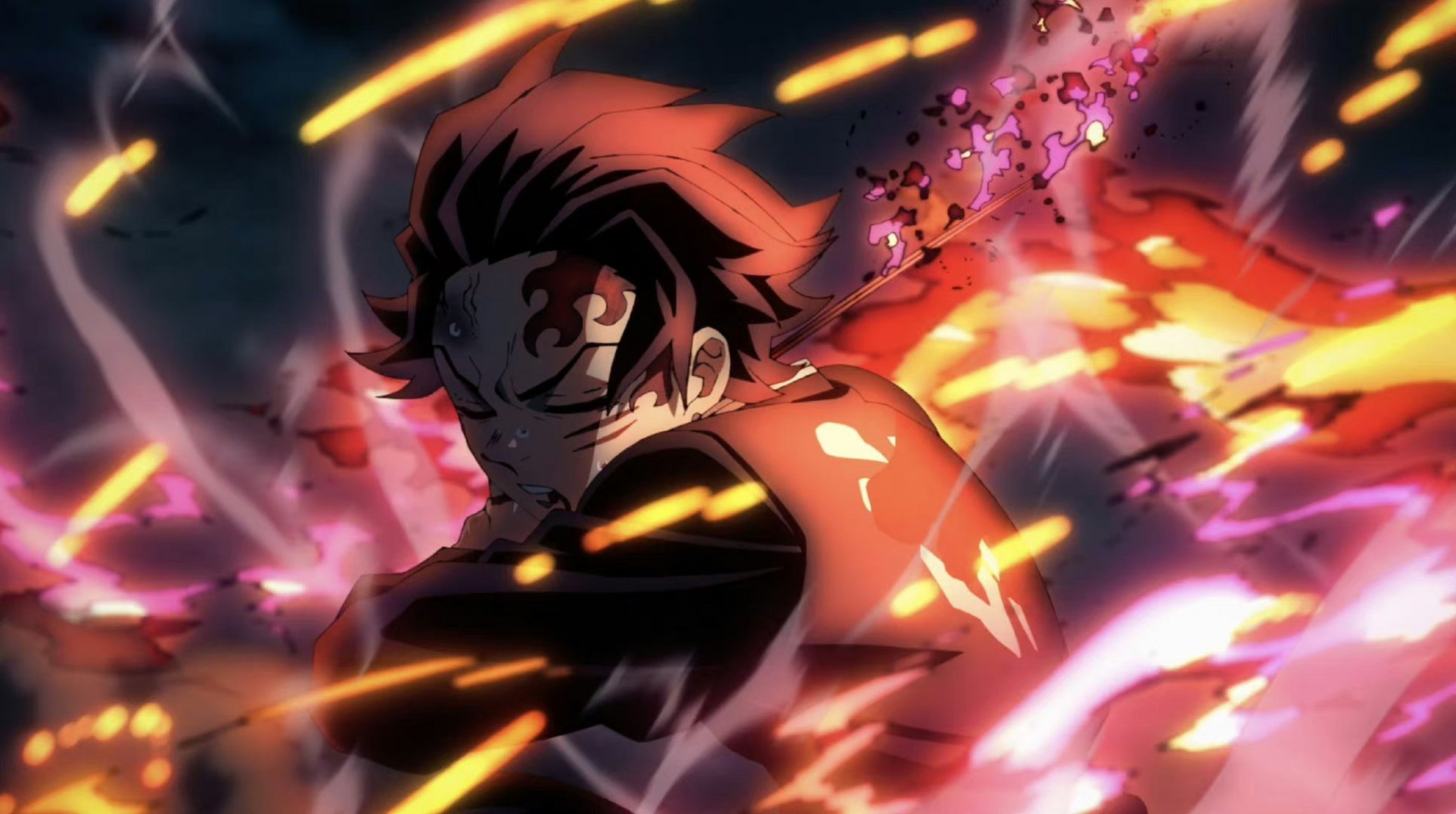 鬼灭之刃# 炭治郎使出了赫刀和斑纹,华丽的斩击