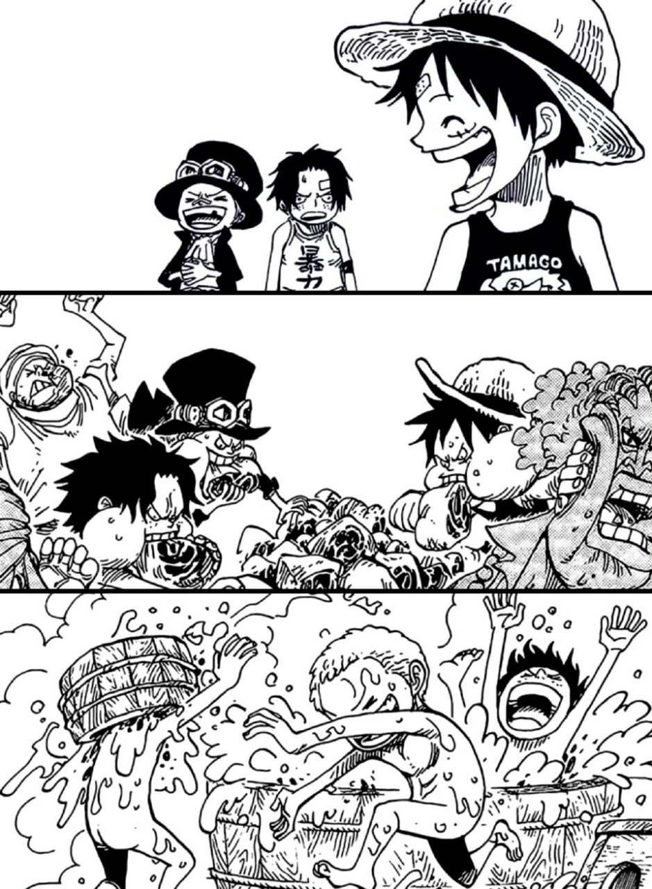 海贼王# 艾斯,萨博,路飞三兄弟小时候的时光