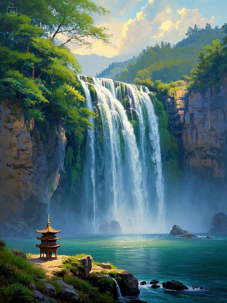 哇,这瀑布太壮观了,仿佛能听到水声,真想亲眼去看看!