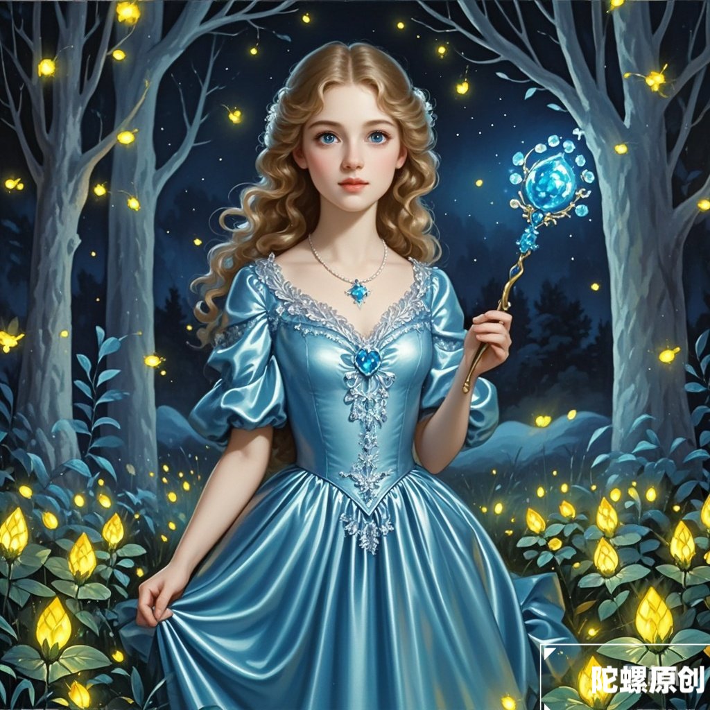 在月光下的森林里,我用魔法点亮星星,旋转着我的仙女棒,创造一个梦幻