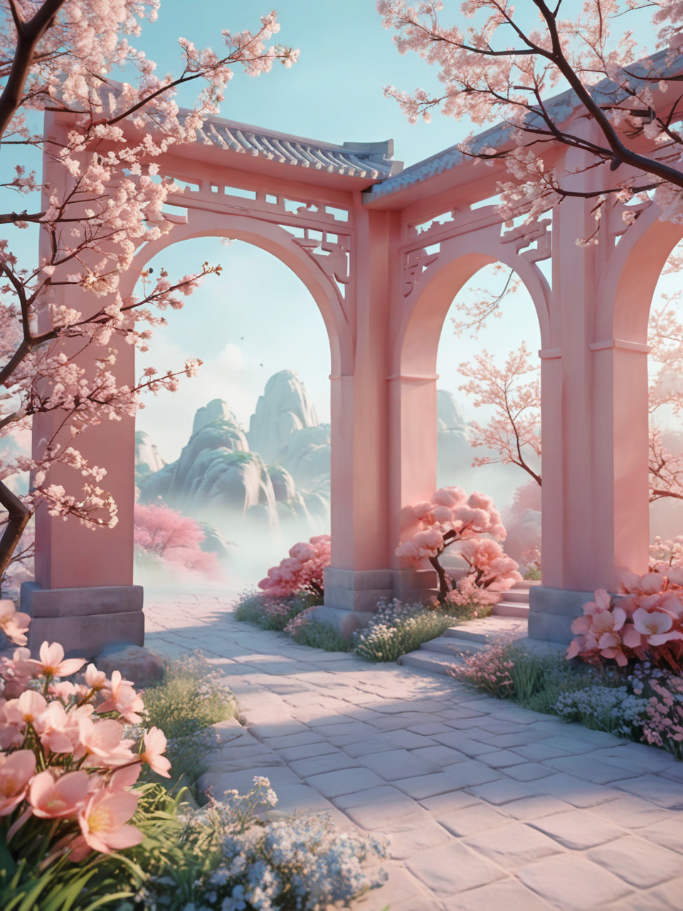 梦回唐朝,踏入这幅画中游,亭台楼阁,碧水蓝天,粉荷轻摇,宛如仙境.
