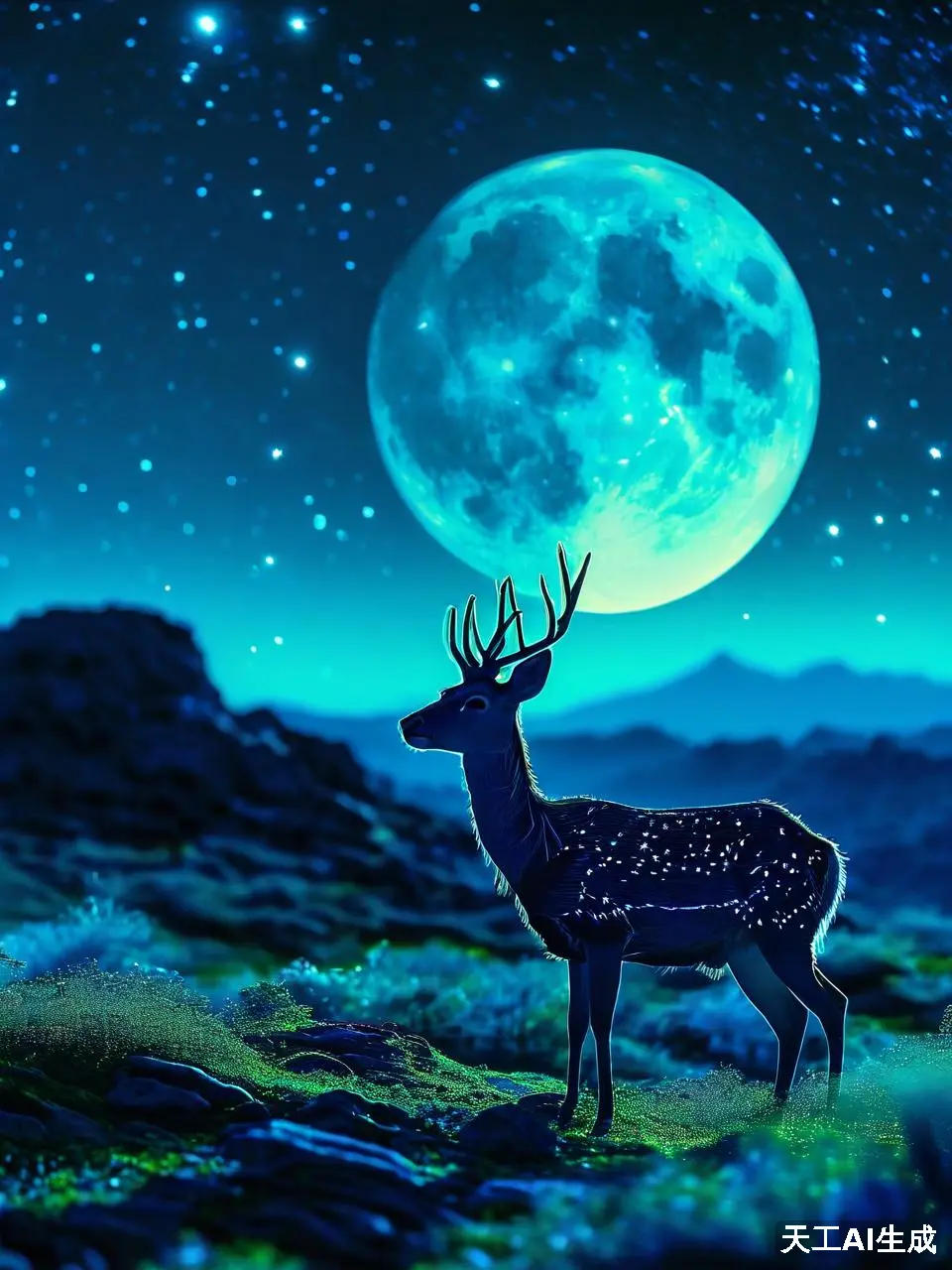 温柔,月亮的光洒在湖面上,星星点点,仿佛整个世界都沉醉在这片星空下