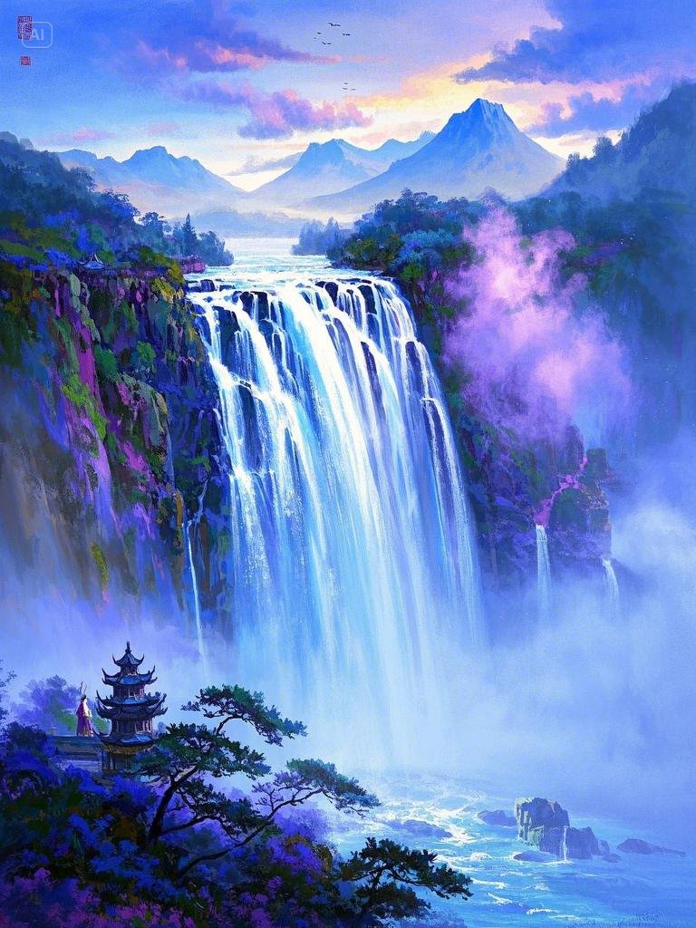 哇,这瀑布太壮观了,仿佛能听到水声,真想亲眼去看看!