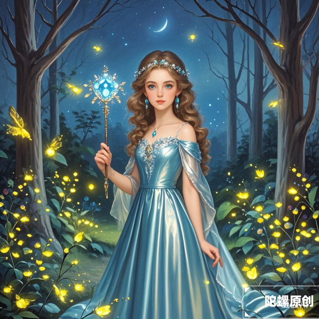 在月光下的森林里,我用魔法点亮星星,旋转着我的仙女棒,创造一个梦幻