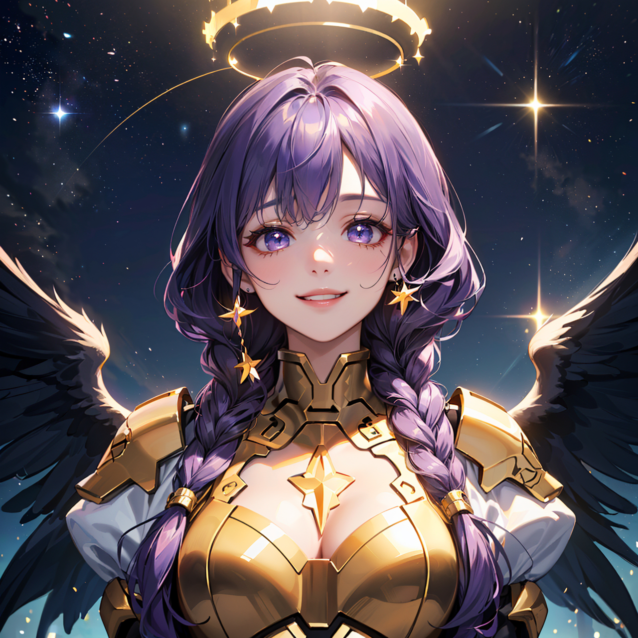 暗黑小天使 二次元卡通头像 #二次元# #ai绘画# #卡通头像#   夜空如