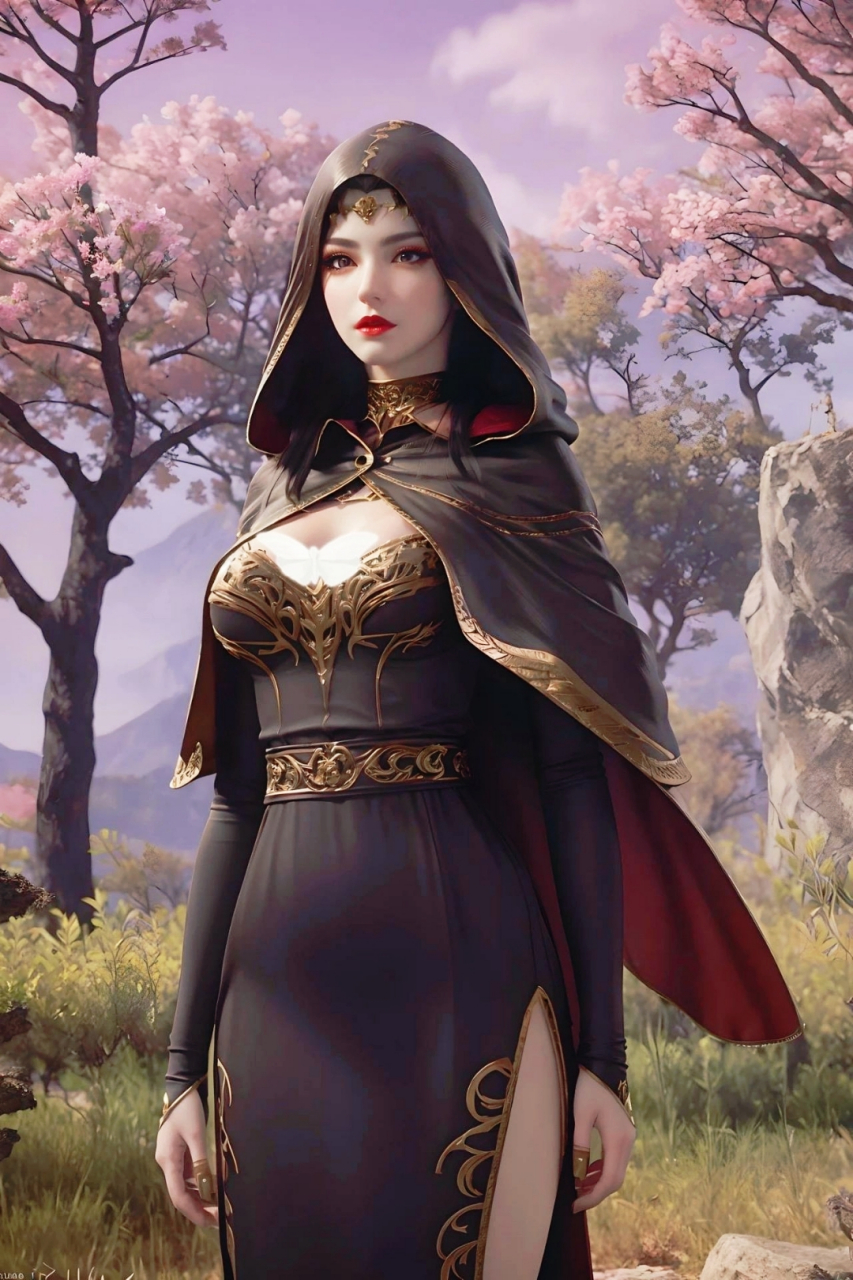 斗破苍穹美杜莎女王黑袍(ai绘画) "眼前的这位女性,身穿棕色和金色的