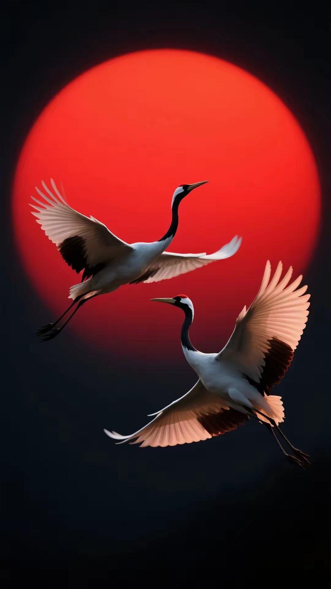手机壁纸‖红日鹤舞