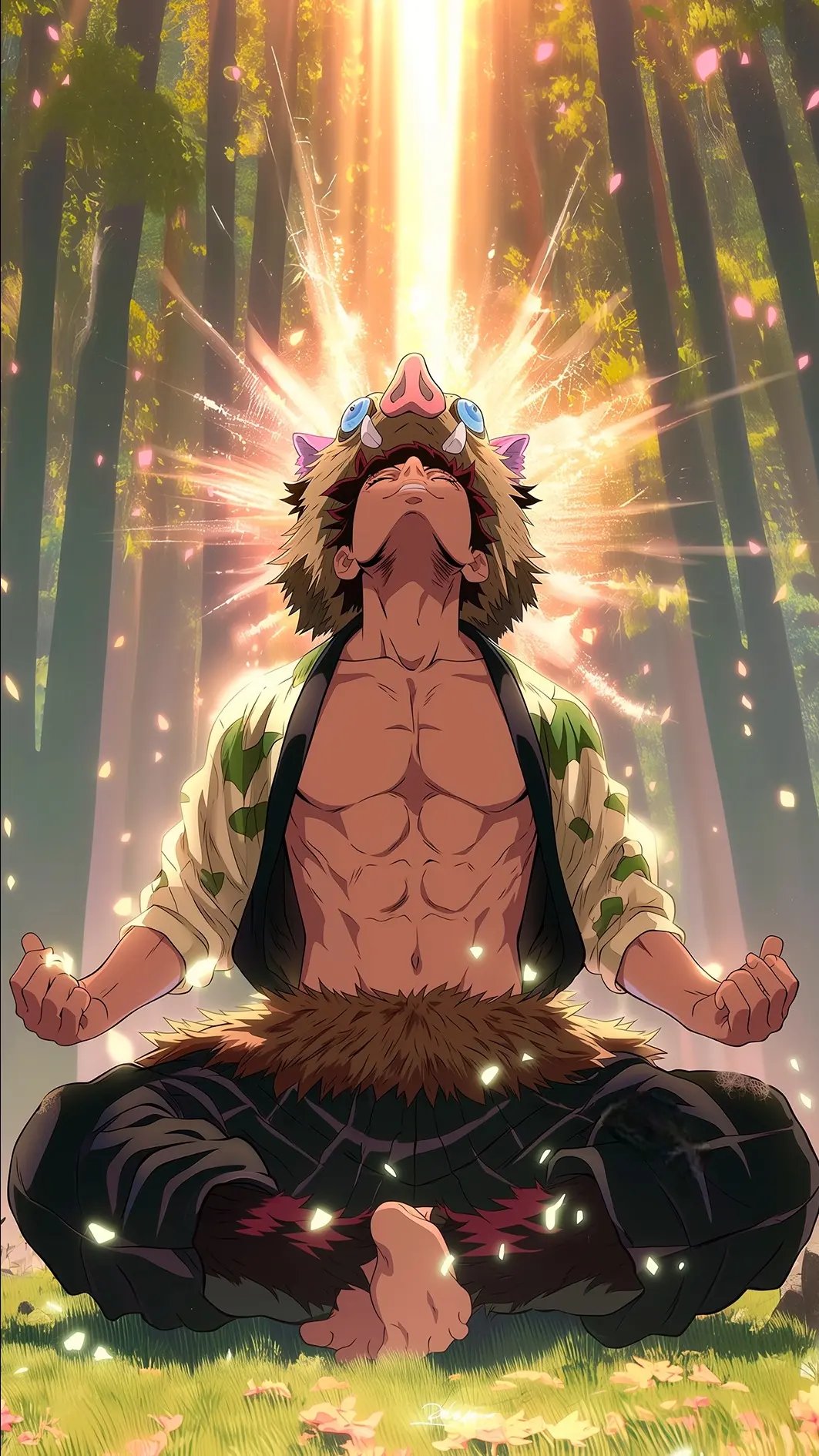 鬼灭之刃猪柱嘴平伊之助粗犷的性格与他美丽的外表显得格格不入