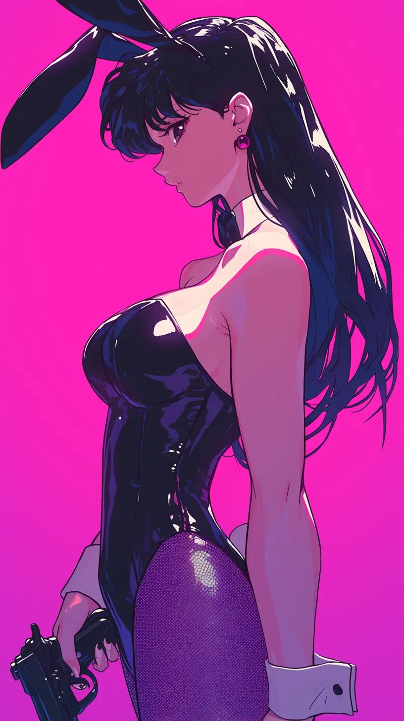 二次元动漫女生皮衣手机壁纸