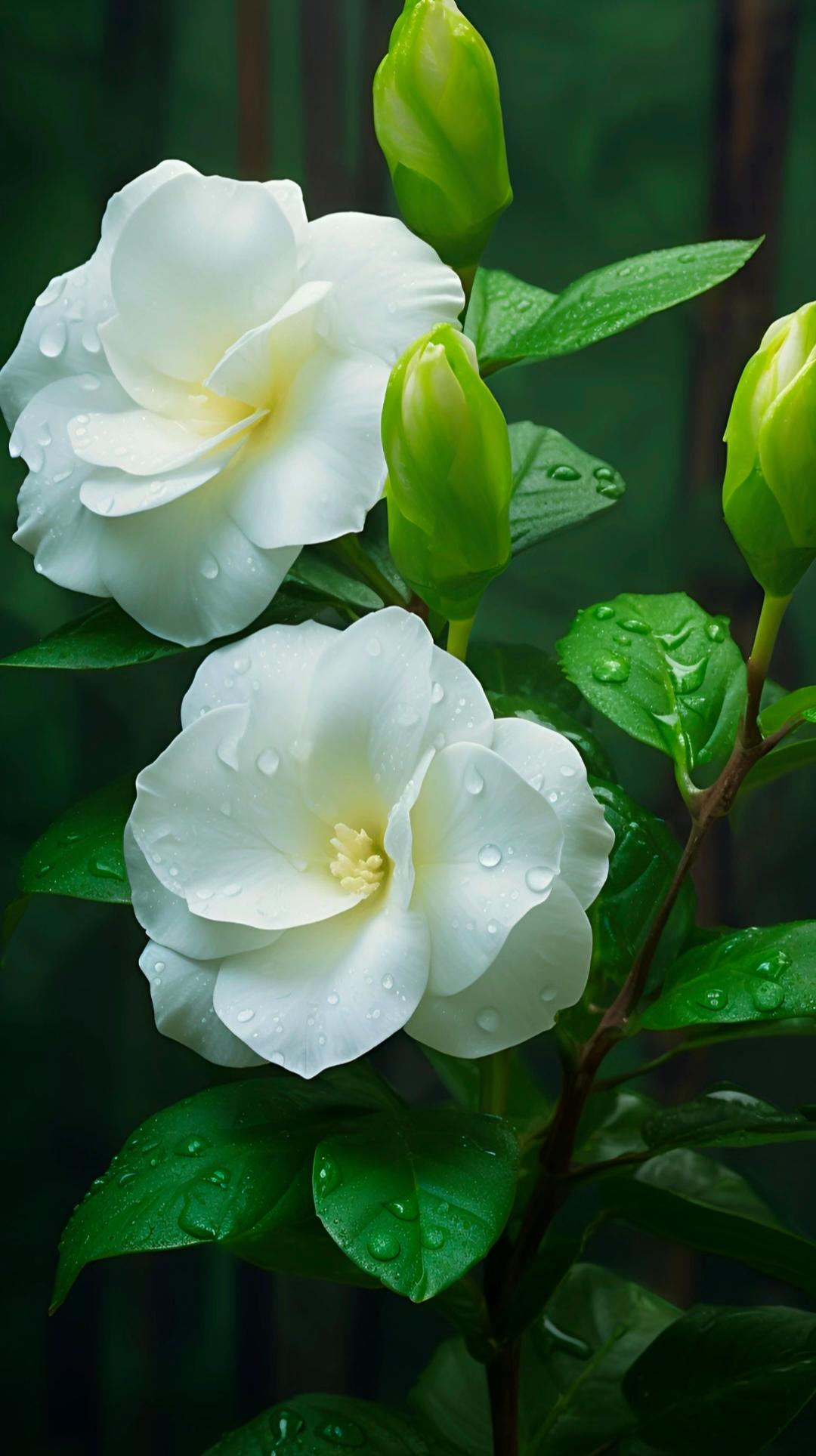 这是栀子花,白色让你欢喜的颜色,与绿色搭配,简直就是时尚,在好几位