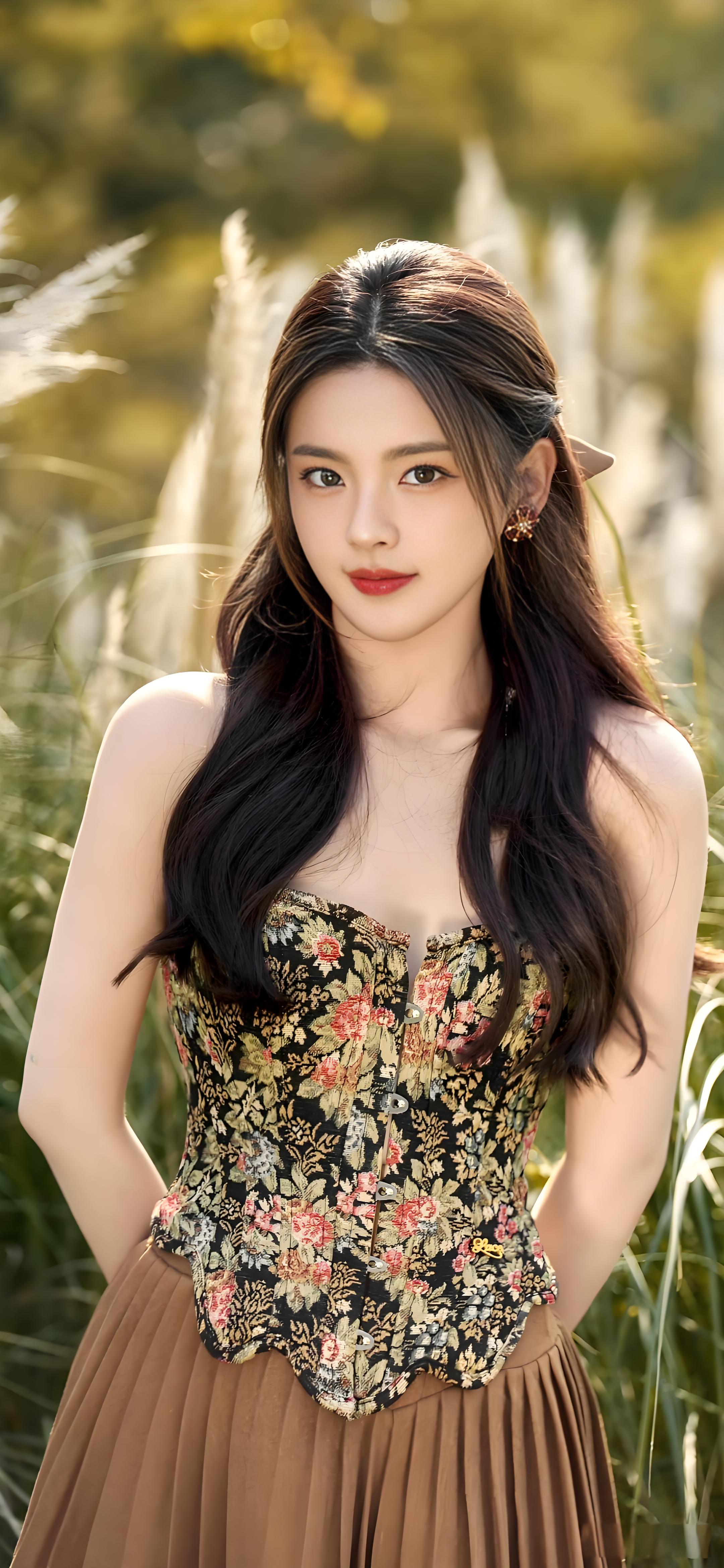 杨超越,繁花抹胸装露香肩美腿,笑容如阳光般灿烂#大学第一课