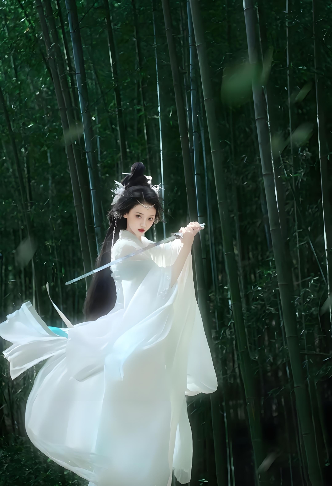 竹林深处,女子舞剑,仙气飘飘#动态连更挑战