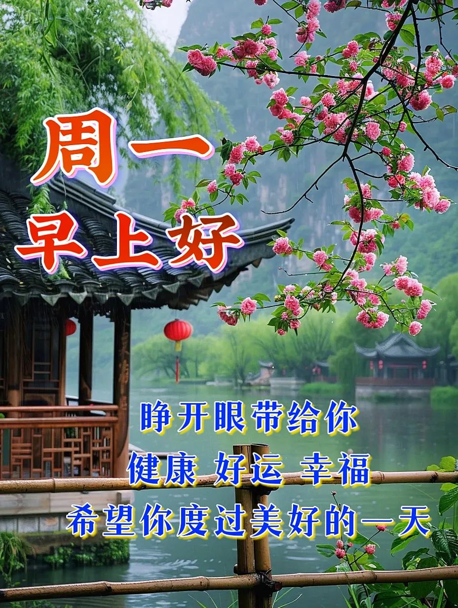 周一早上好!愿你心情愉悦,充实美好,开启一周精彩生活!