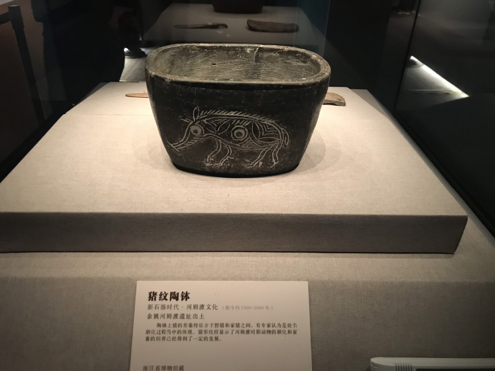 [滑稽 河姆渡文化的猪纹陶钵,距今5000-7000年.看着我都流口水呢.