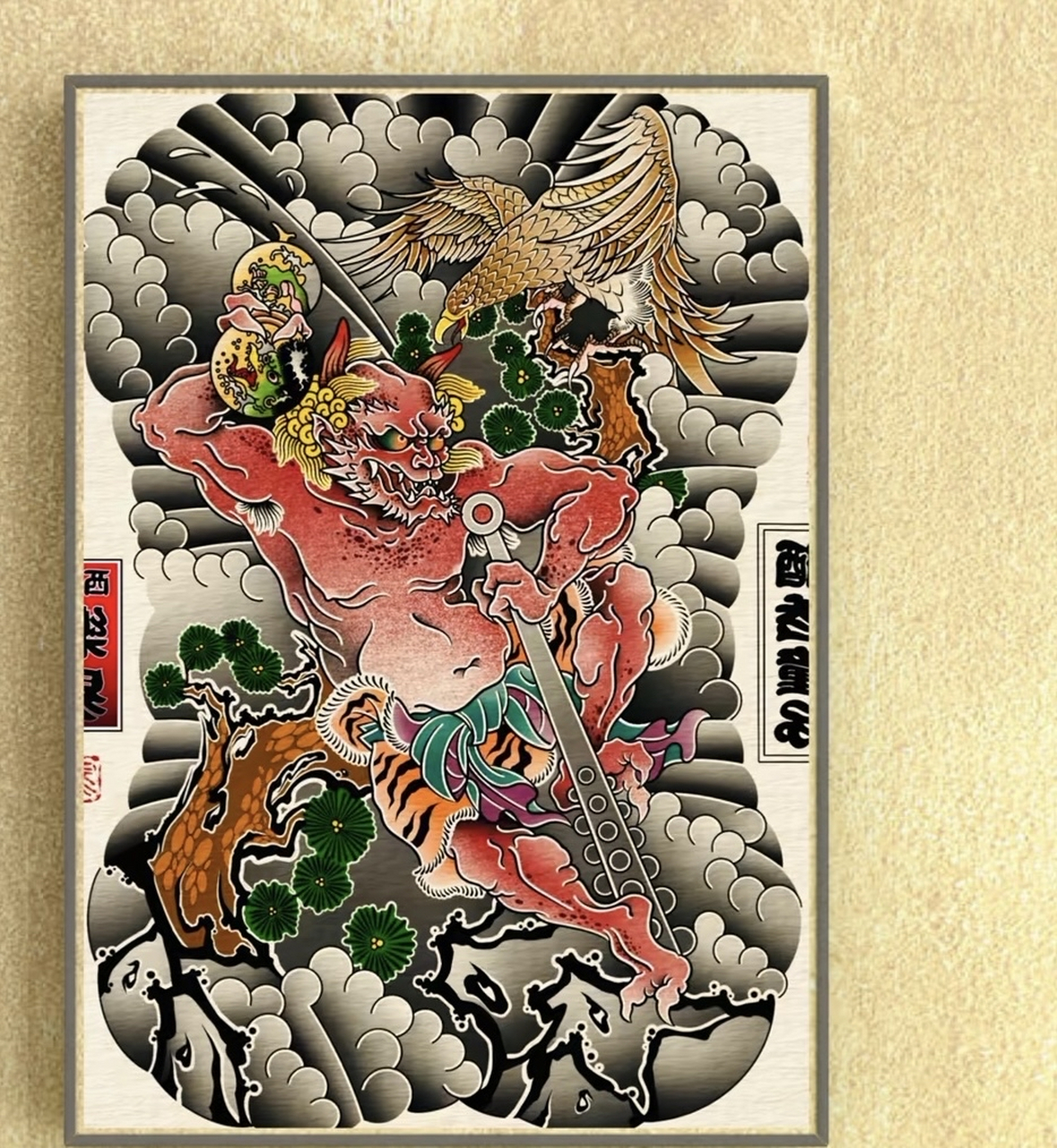 这幅日式武士的纹身手稿,简洁而精致,犹如一幅流动的画卷