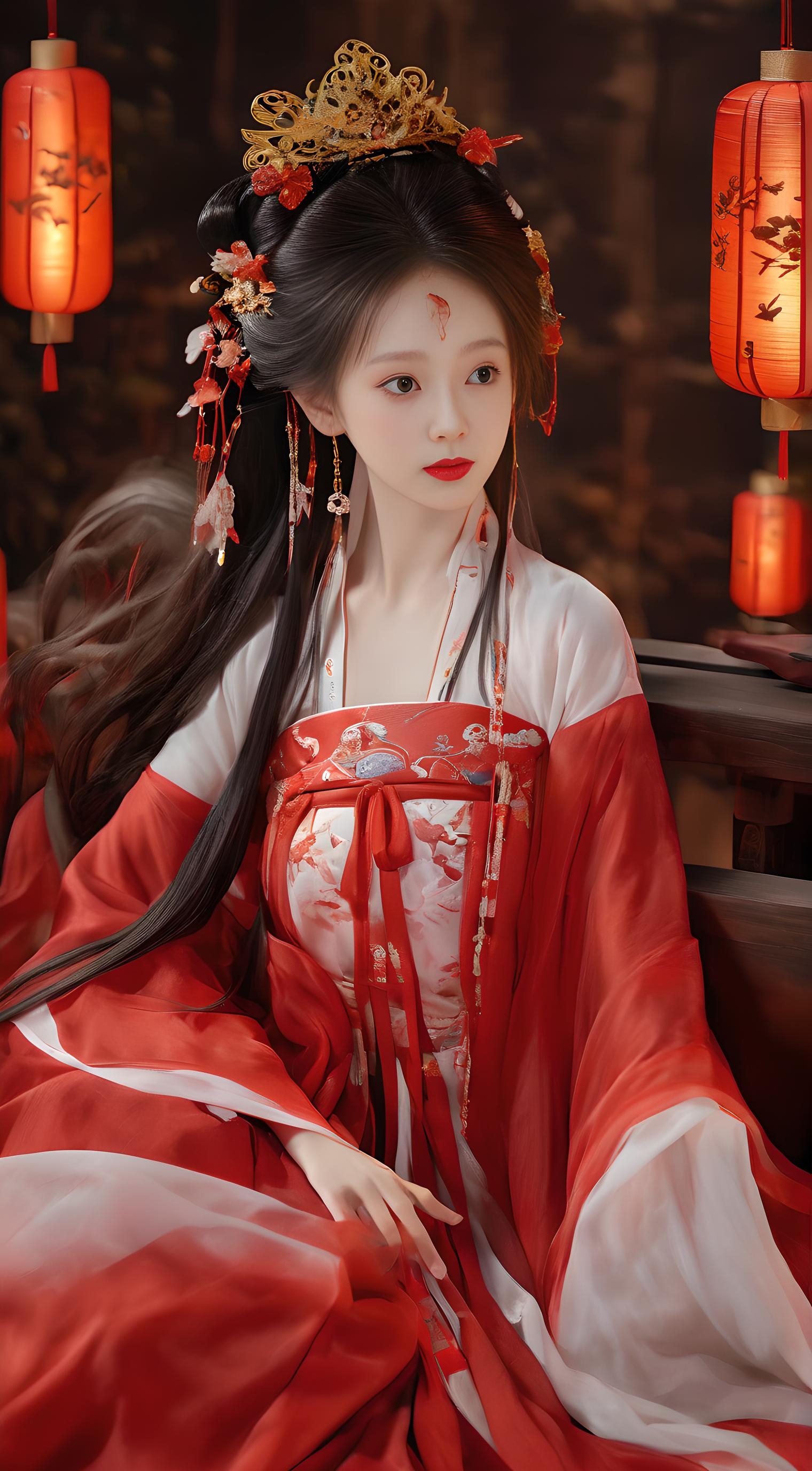 梦回大唐✨  🏮在繁华的都市中,我遇见了一位身着红衣汉服的少女