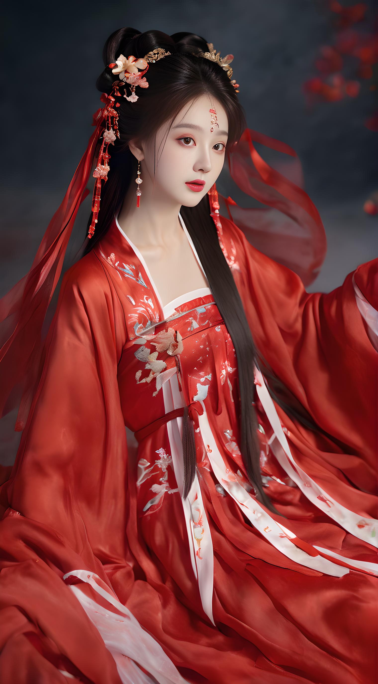 梦回大唐✨  🏮在繁华的都市中,我遇见了一位身着红衣汉服的少女