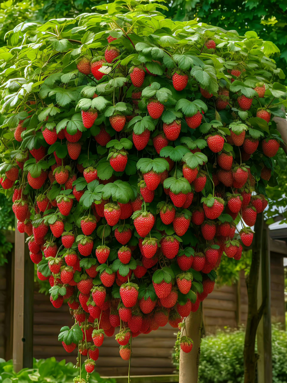 这是真的吗?居然是树上结草莓!看着好诱人!好想尝尝!
