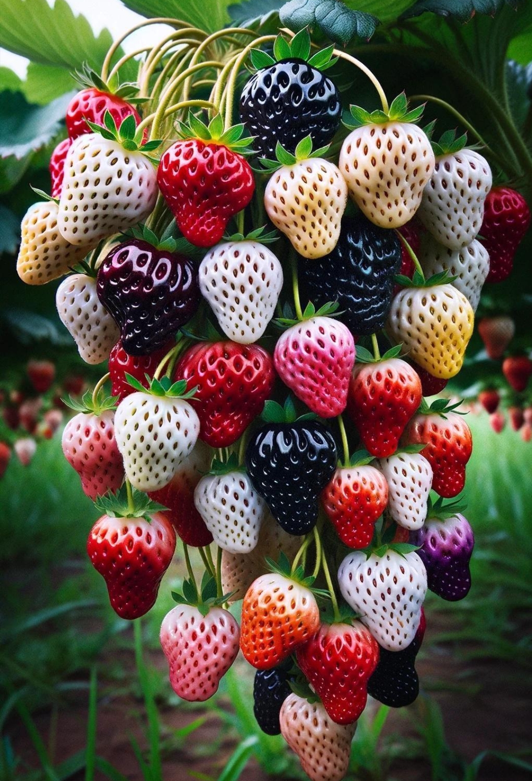 今天又让我长见识了,我还是第一次看到这样的草莓,各种颜色的都有