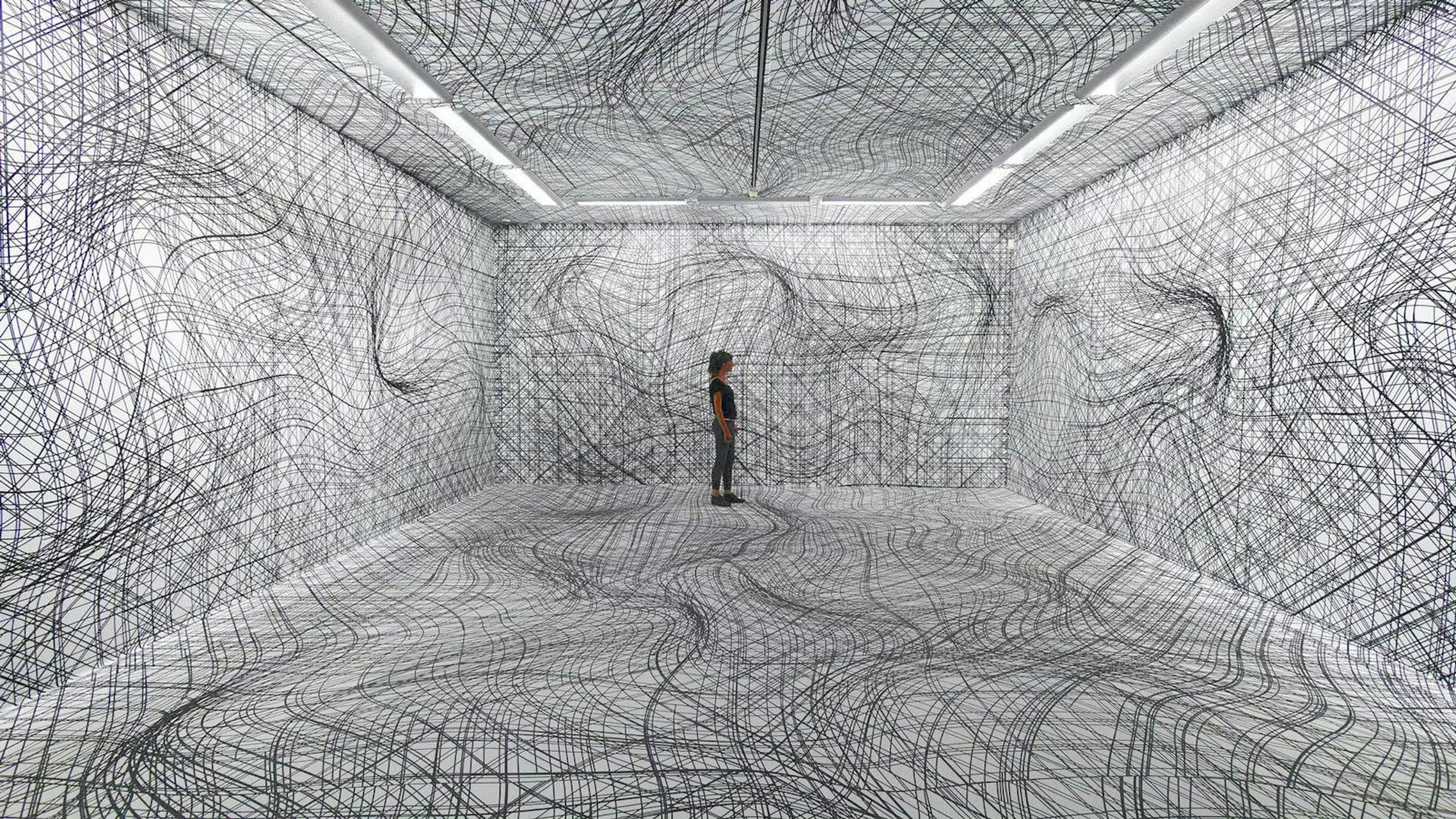 在空间里感受线条的律动,如果五感中除了视觉保留以外其他的都暂时