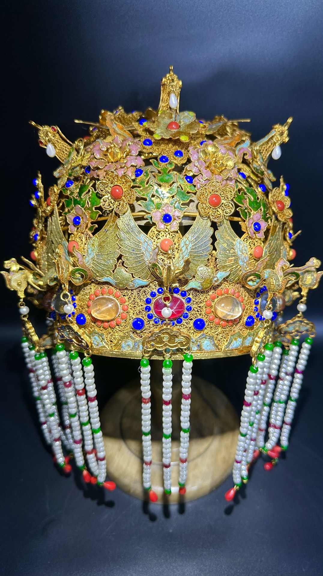 鎏金累丝镶嵌星光宝石珍珠【龙凤冠】 高40cm 宽30cm