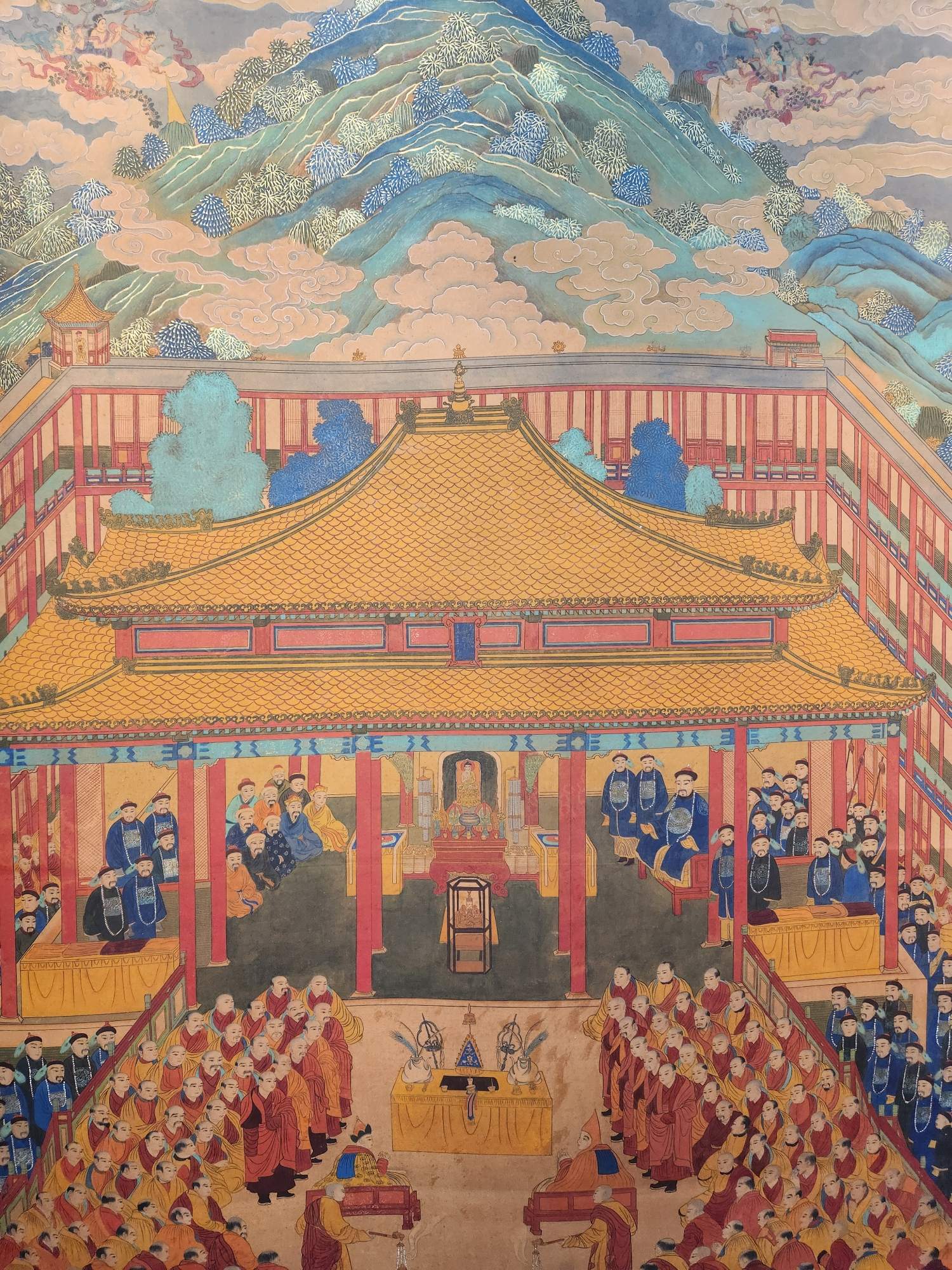 清   郎世宁   精品人物绢本立轴《万法归一图》    画心162x120cm.