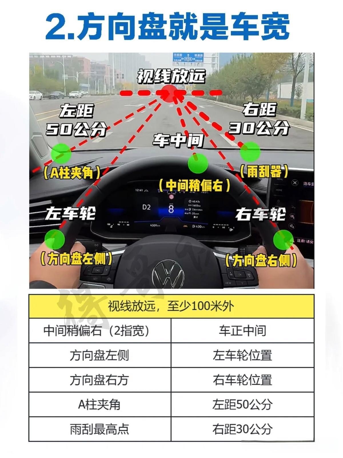 还不会开车的姐妹赶紧学起方向盘估算车位置汽车一个方向盘在中间
