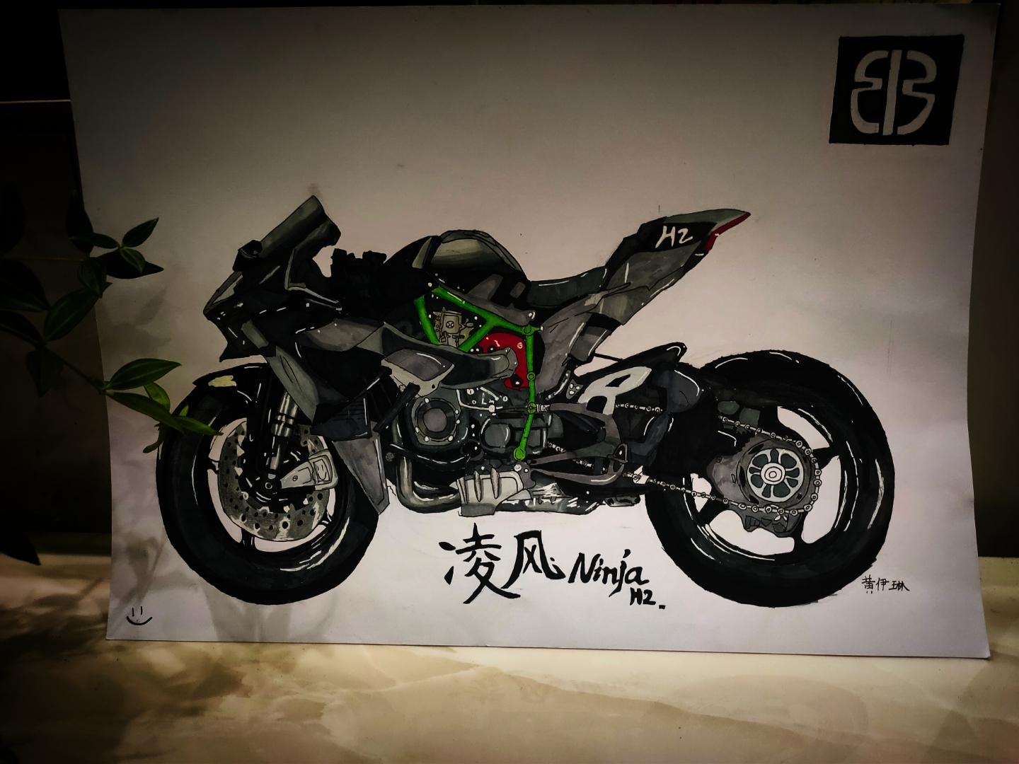 川崎h2r手绘[鼓掌]#机车# #运动