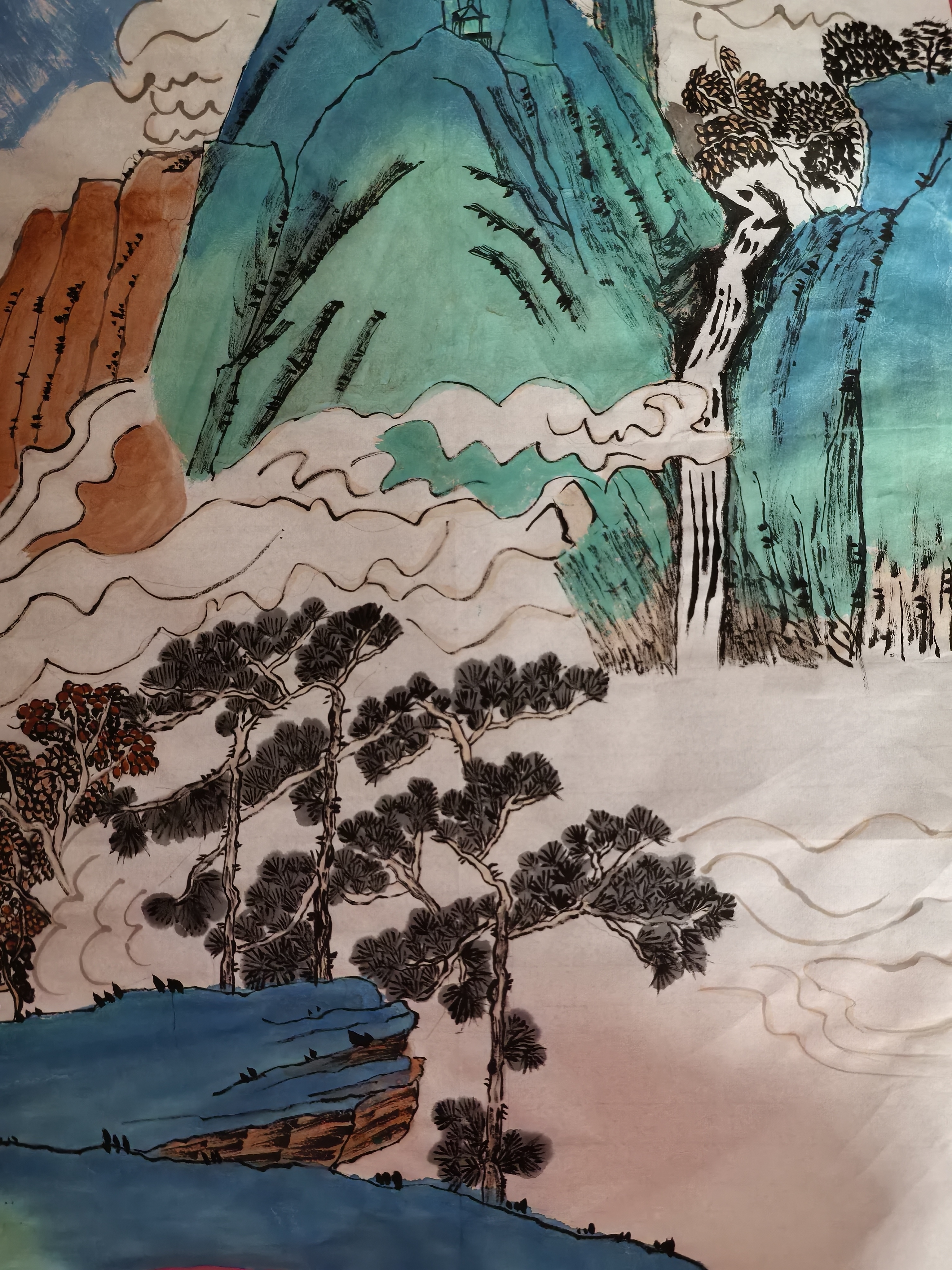 动态连更挑战#三八妇女节祝所有女同胞节日快乐,画一副青绿山水已示