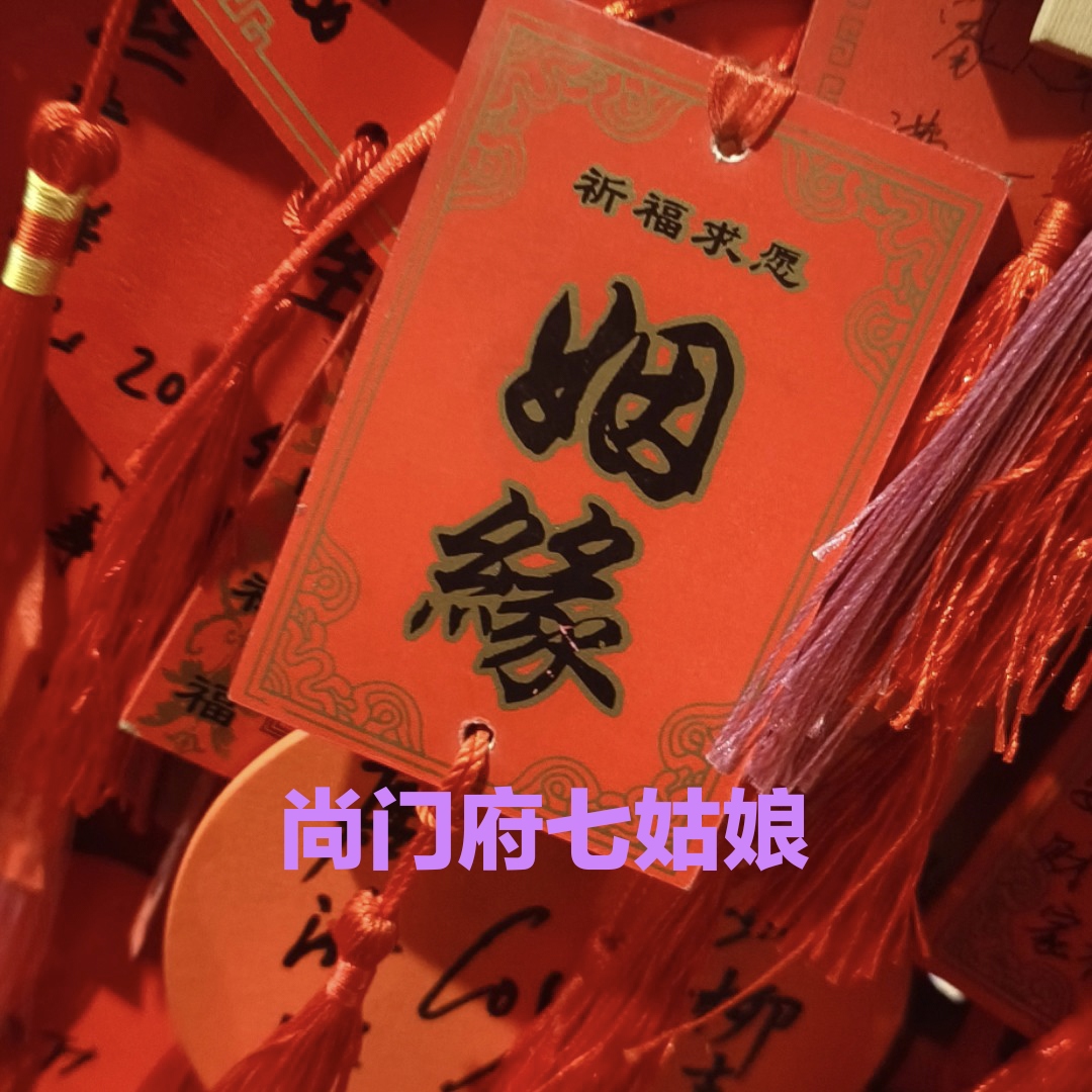 求姻缘牵姻缘,月老红娘来周全,青丝红线一线牵,有缘相会在今年,天作之