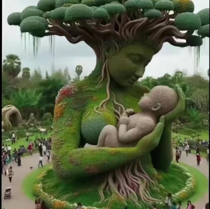 这个绿色雕塑简直美翻了!