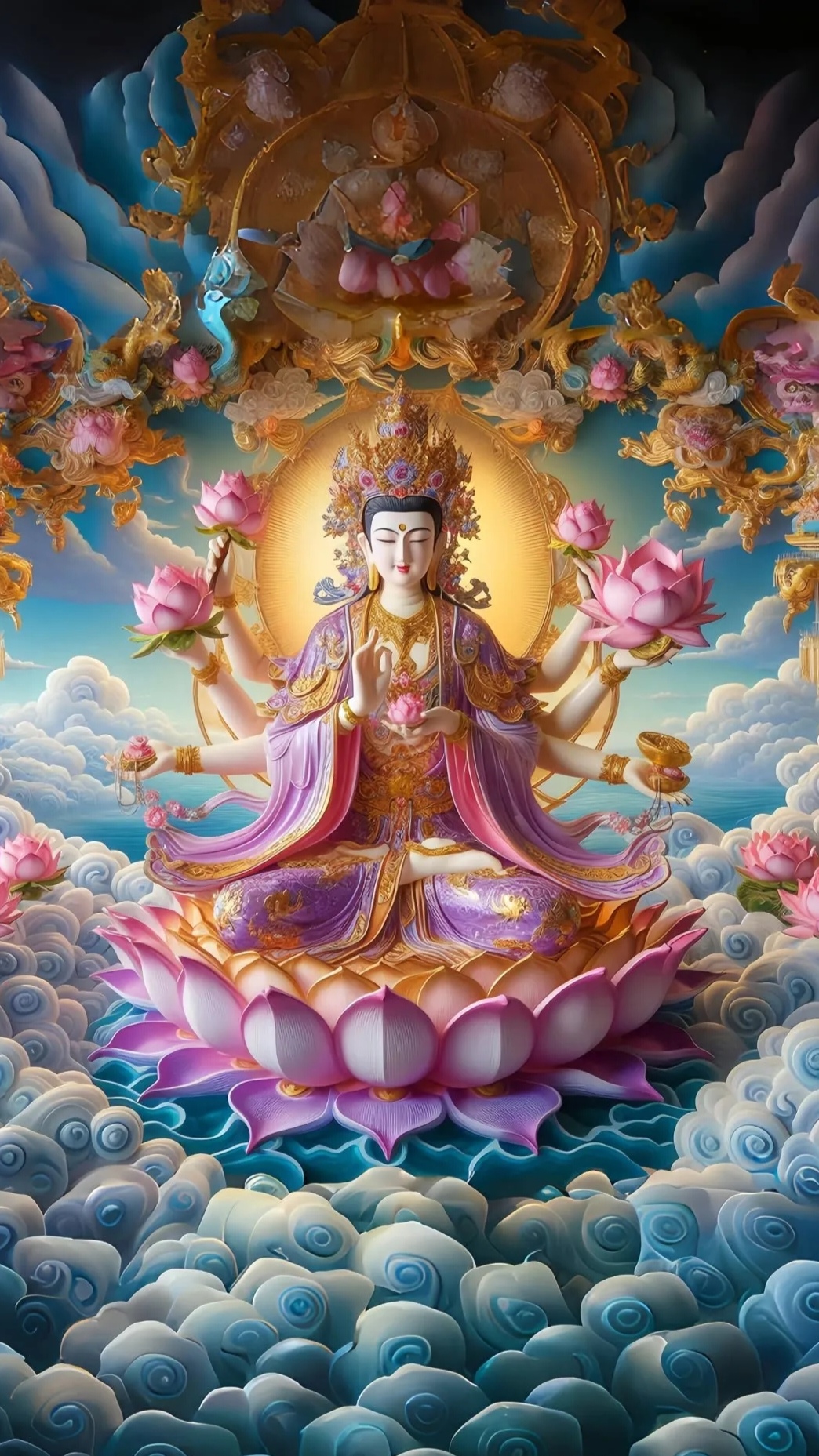 南无大势至菩萨,慈悲为怀,莲花宝座,庄严神圣.