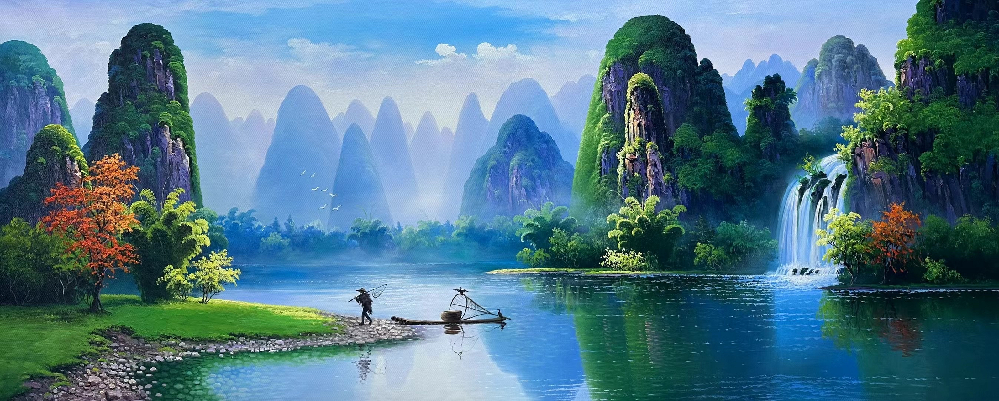 感受大自然的魅力78#艺惠藏137187#   每次看到这幅山水风景画,我