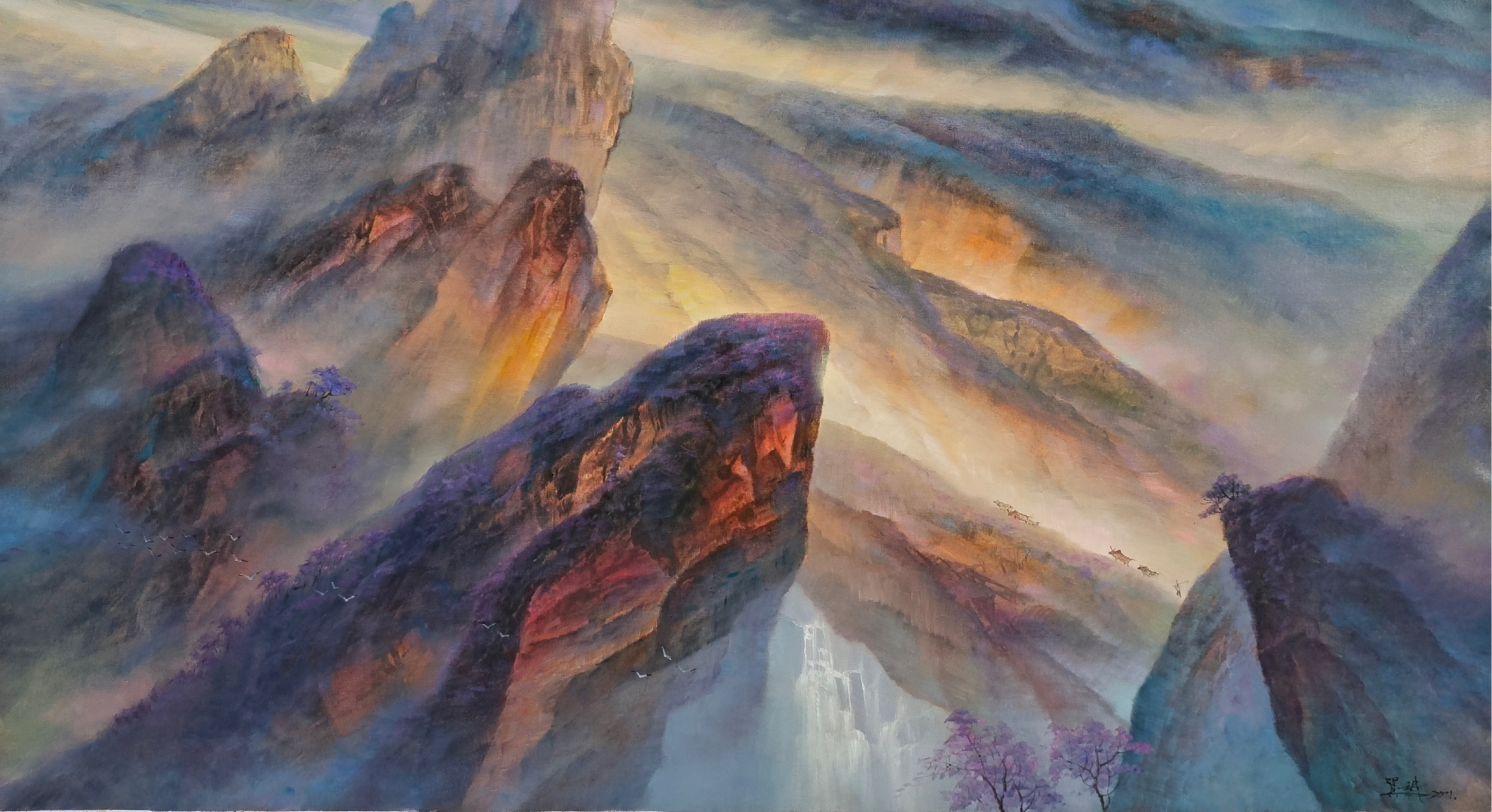 96贺一珉,赵无极之高徒,意象油画臻品惊现!