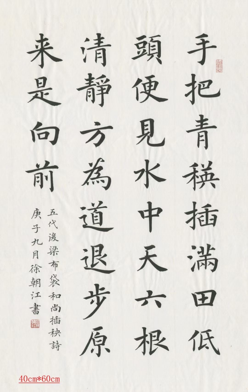 布袋和尚《插秧诗》  尺寸:40cm*60cm   红星特皮老纸#艺惠藏# #艺术