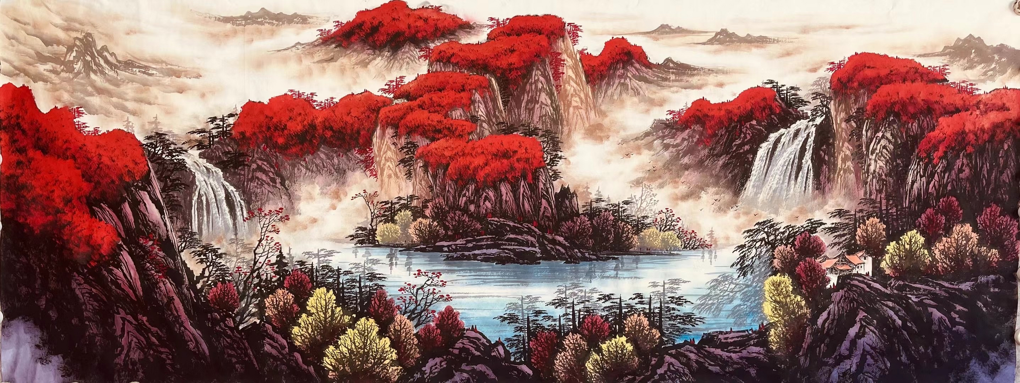 今天收到了李建寨老师的山水画《鸿运当头》,心情无比激动.