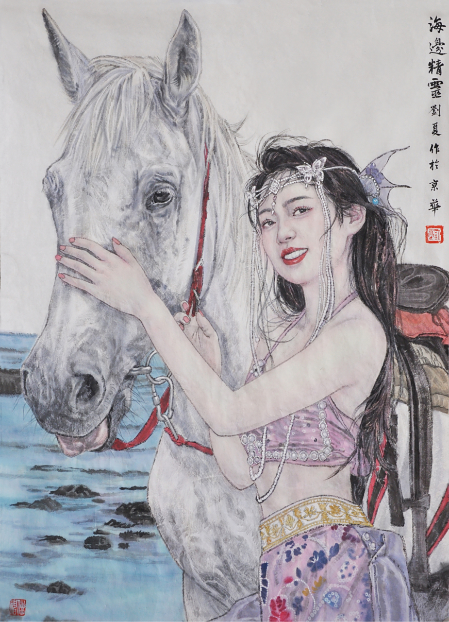 今天又在画展上看到了他的几幅新作,每次看都让我感到震撼,对古代的