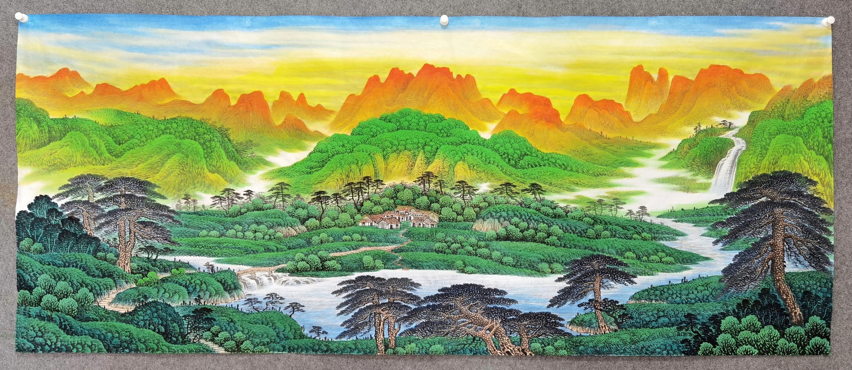 周章才画家长城山水画,笔墨间勾勒出壮丽山河,令人心旷神怡.
