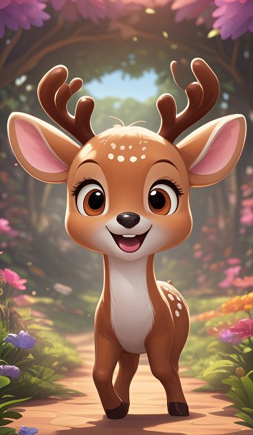 "享受午后悠闲时光,小鹿手捧茶杯,笑容甜甜