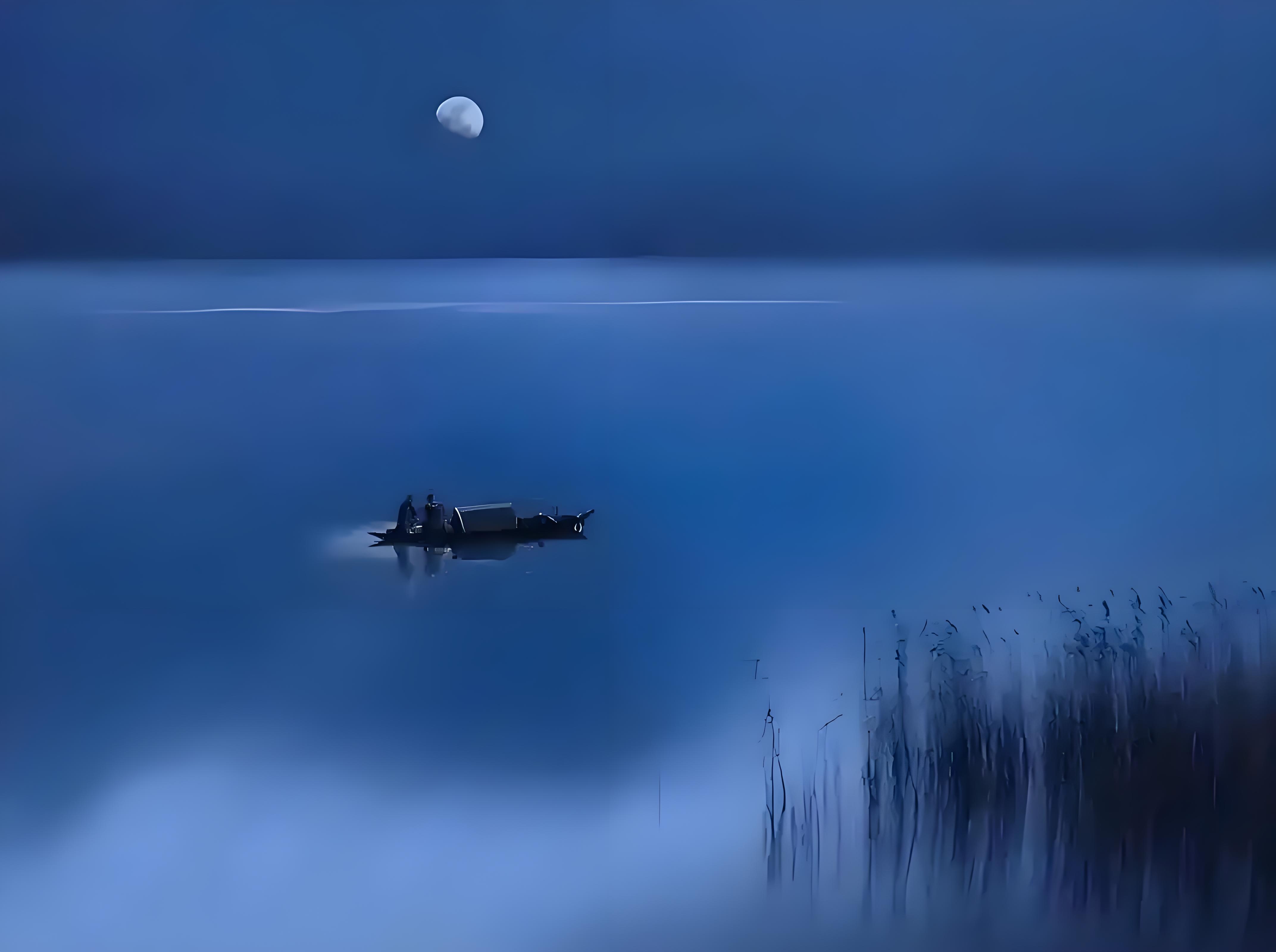 孤舟 孤舟月下听钟寂,许久无人守我灯