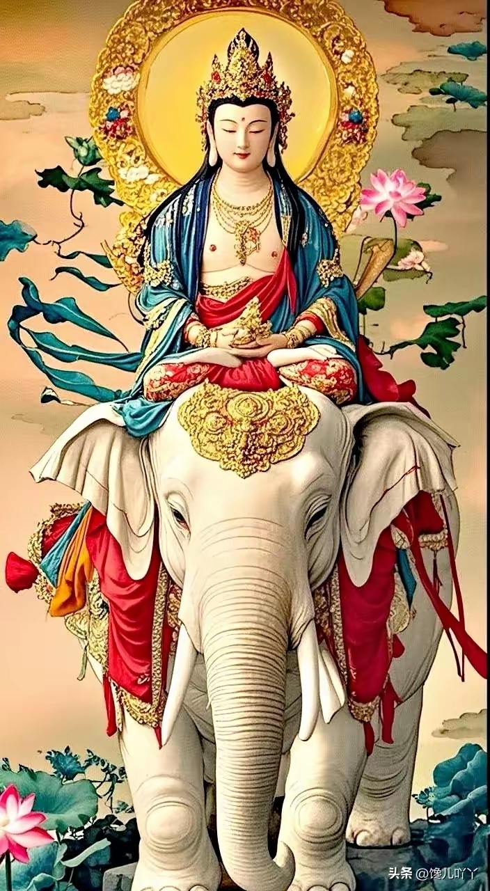 菩萨菩萨的眼睛是什么形状普贤菩萨画像高清壁纸普贤菩萨骑六牙白象