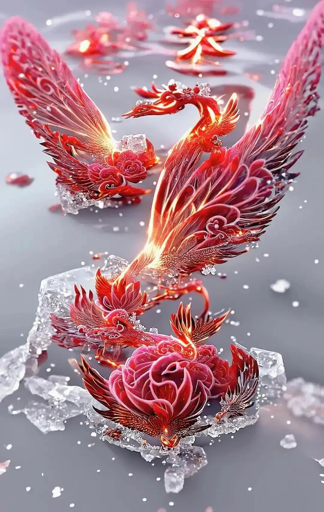 这组凤凰涅槃壁纸美到窒息!凤凰浴火,金焰流转,简直是行走的好运符!