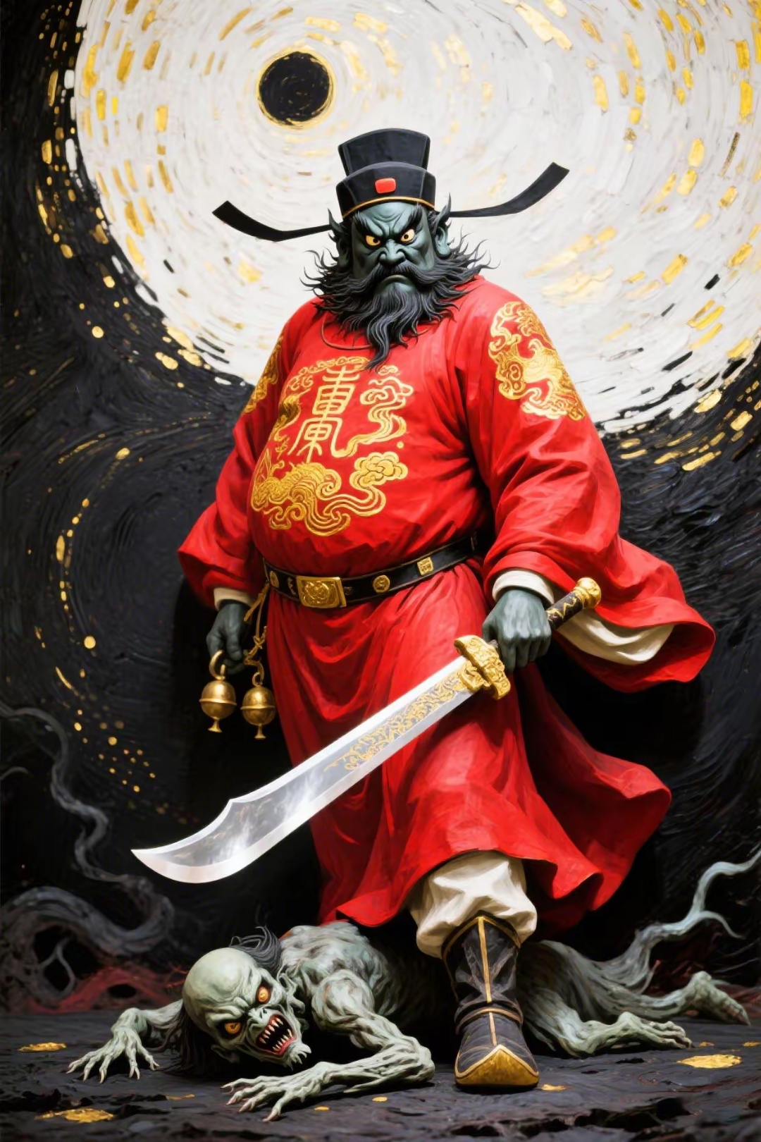 端午后霉运退散 看钟馗仗剑驱魔,斩尽小人阴霾 红袍加身镇邪祟,烈酒入