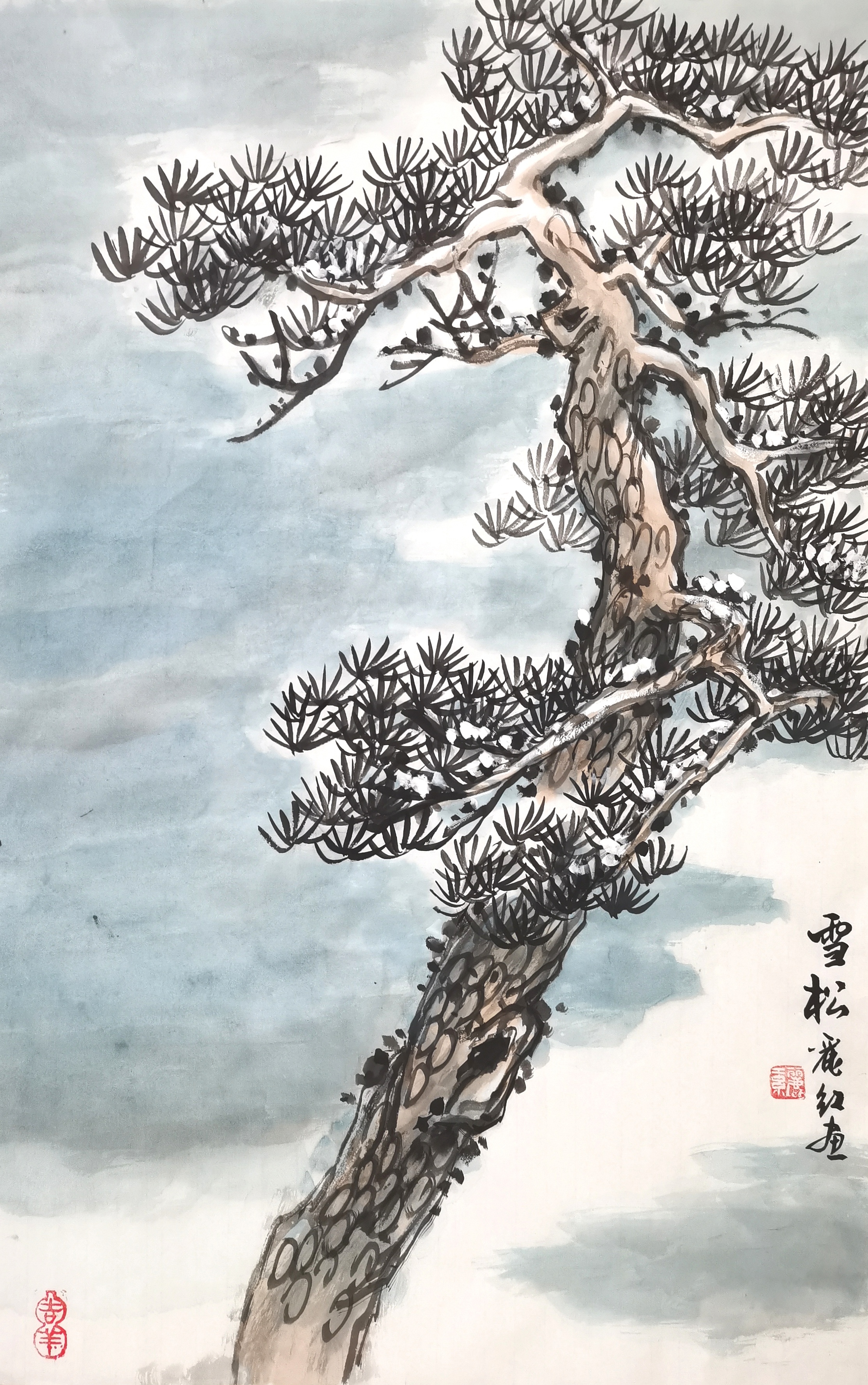 国画:雪松 @上海画家王丽红