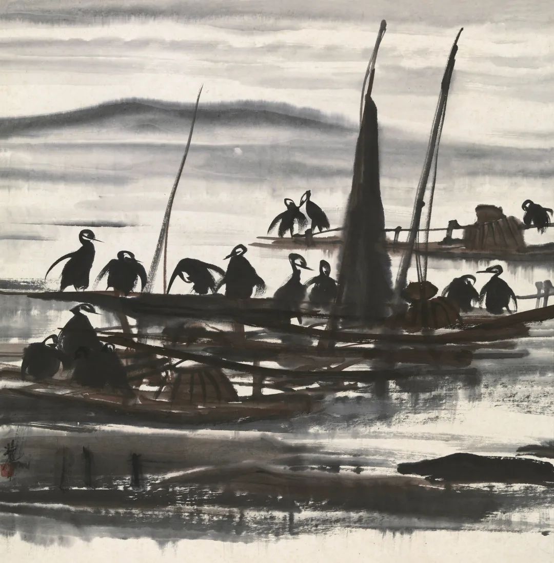 林风眠·水上鱼鹰(中国美术馆)馆藏其系列作品欣赏