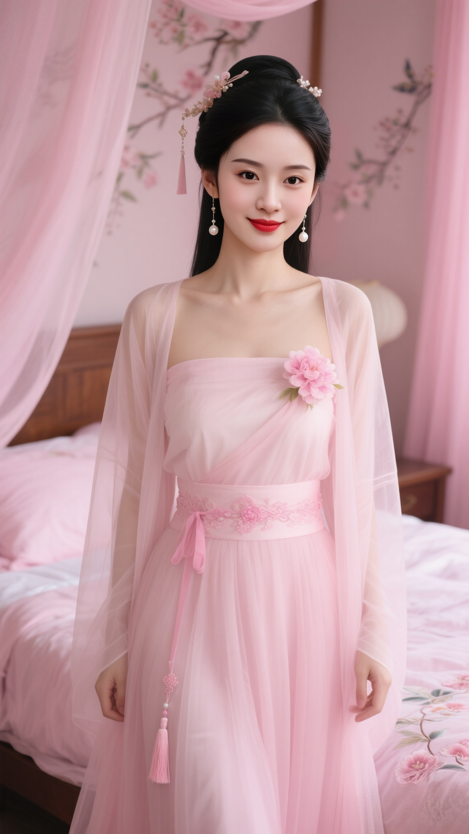 抹胸汉服 薄纱汉服露肩薄纱古装薄纱蕾丝透明纱衣