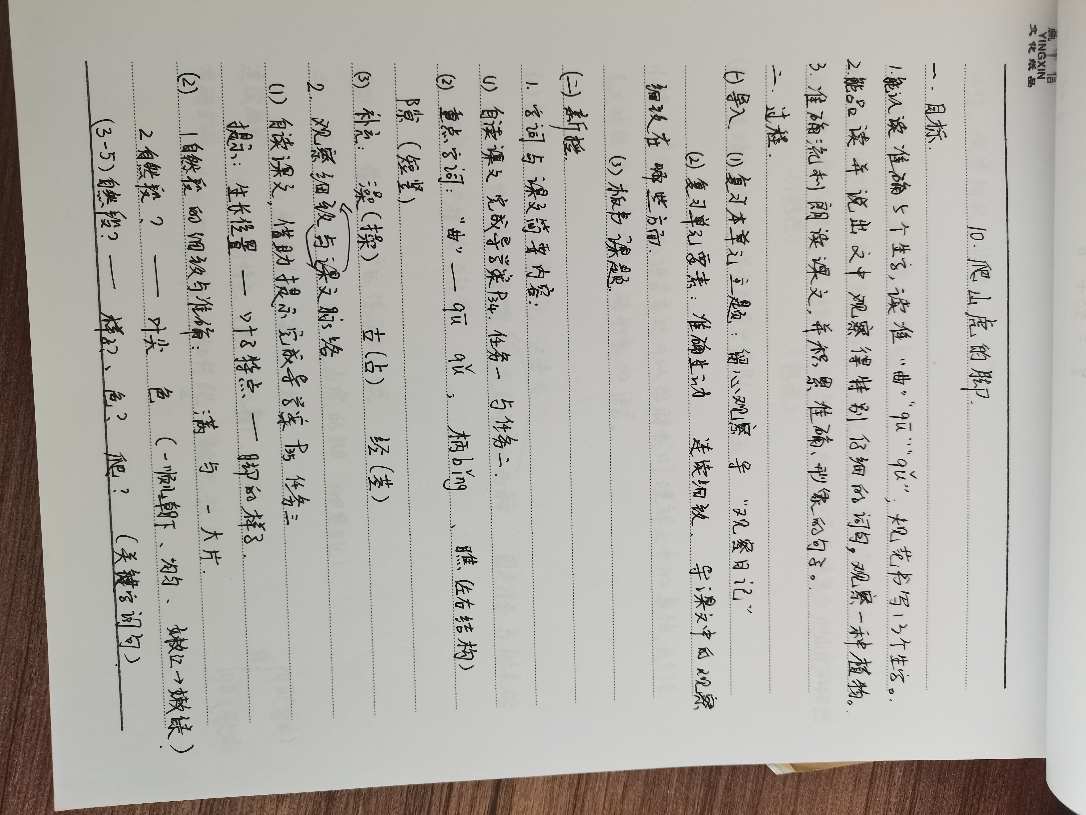 语文四年级上册第10课《爬山虎的脚》教案